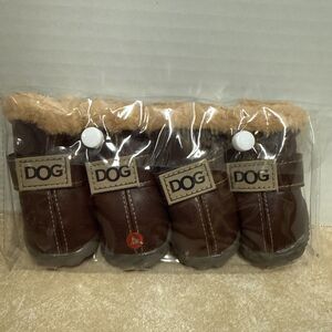 WINSOON Dog Australia Boots Pet Antiskid Skidproof Sneakers Size 4 Brown NEW